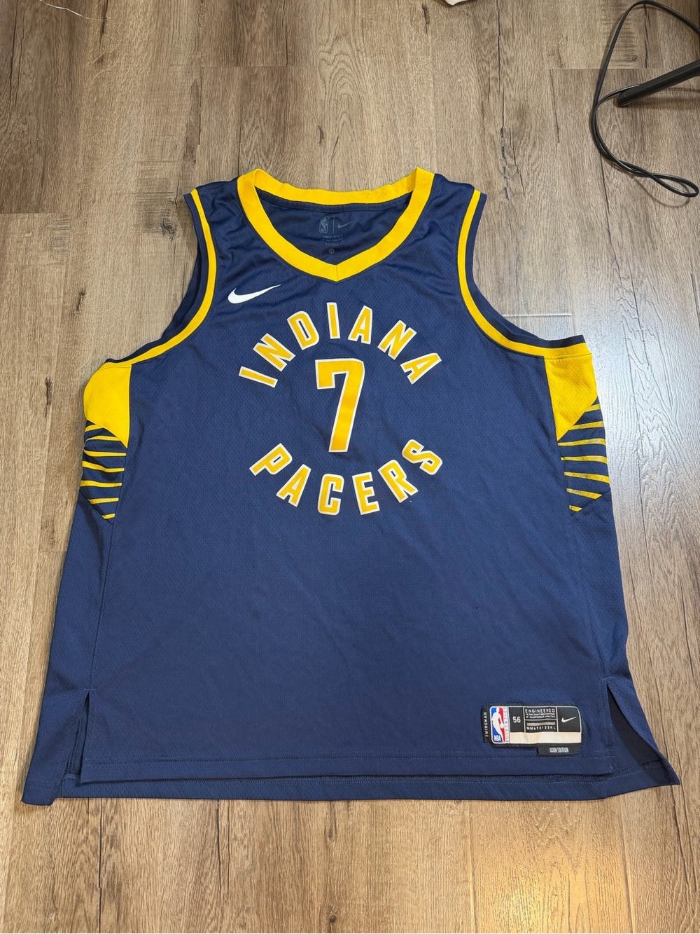 Nike Indiana Pacers Navy and Gold #7 Basketball Jersey